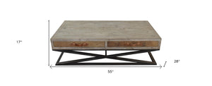 Rustic Handcrafted Natural Wood and Iron Coffee Table - Montana Home & Kitchen Co.