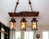 Rustic Wood and Metal Three Light Hanging Lantern Chandelier - Montana Home & Kitchen Co.