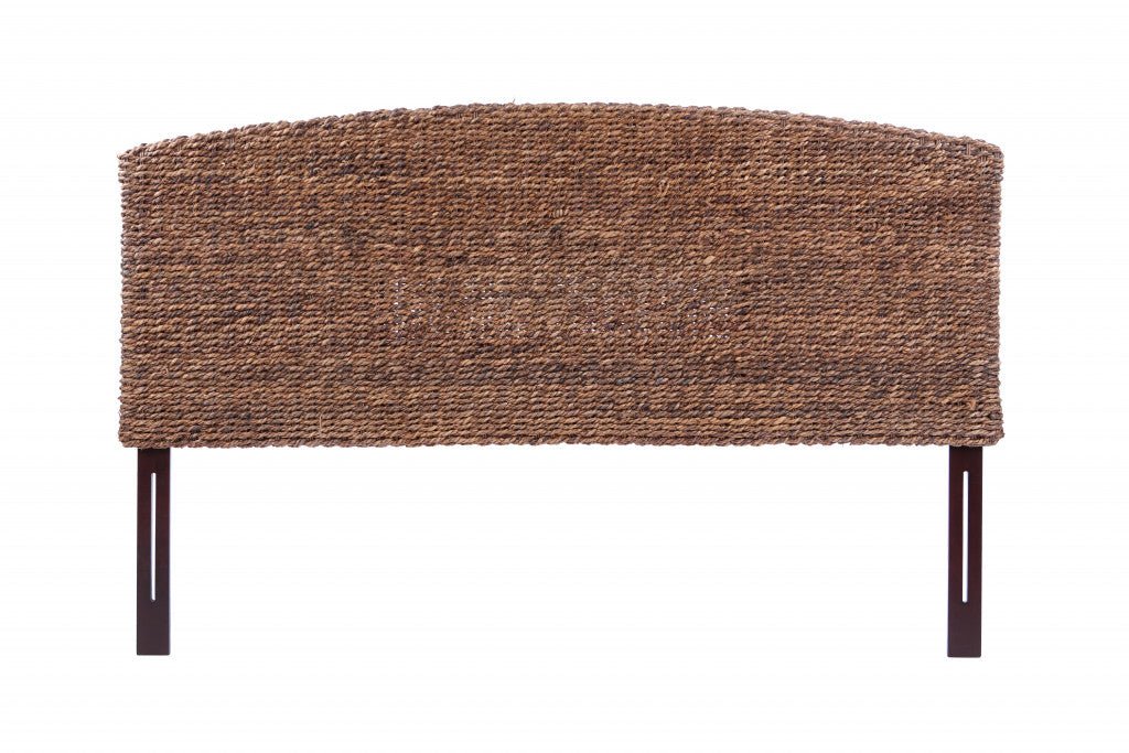 Rustic Woven Banana Leaf Headboard Curved King Size Brown Natural and - Montana Home & Kitchen Co.