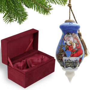 Santa on the Chimney Hand Painted Mouth Blown Glass Ornament - Montana Home & Kitchen Co.