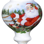 Santa Riding a Sleigh Hand Painted Mouth Blown Glass Ornament - Montana Home & Kitchen Co.