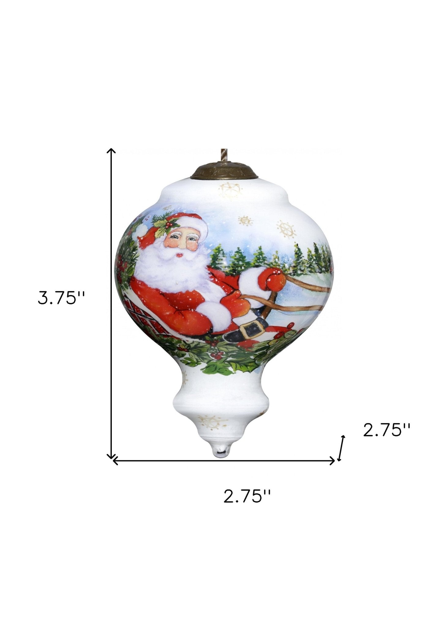 Santa Riding a Sleigh Hand Painted Mouth Blown Glass Ornament - Montana Home & Kitchen Co.