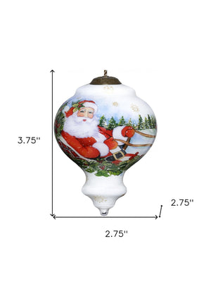 Santa Riding a Sleigh Hand Painted Mouth Blown Glass Ornament - Montana Home & Kitchen Co.