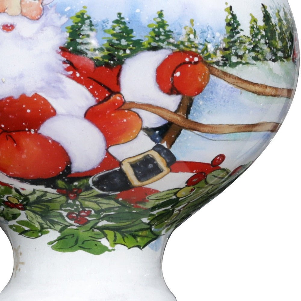 Santa Riding a Sleigh Hand Painted Mouth Blown Glass Ornament - Montana Home & Kitchen Co.