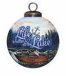 Scenic Life is Better at the Lake Hand Painted Mouth Blown Glass Ornament - Montana Home & Kitchen Co.