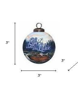 Scenic Life is Better at the Lake Hand Painted Mouth Blown Glass Ornament - Montana Home & Kitchen Co.