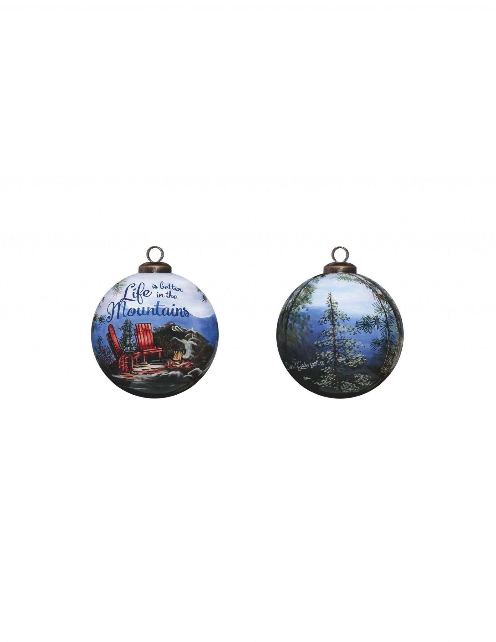 Scenic Life is Better in the Mountains Hand Painted Mouth Blown Glass Ornament - Montana Home & Kitchen Co.