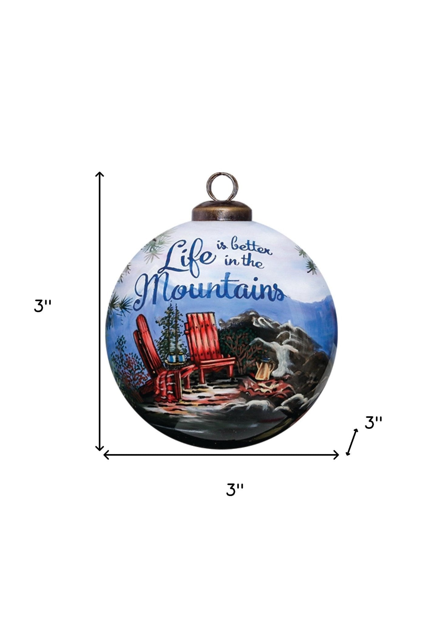 Scenic Life is Better in the Mountains Hand Painted Mouth Blown Glass Ornament - Montana Home & Kitchen Co.