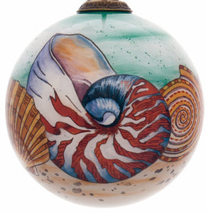 Sea Shell Hand Painted Mouth Blown Glass Ornament - Montana Home & Kitchen Co.