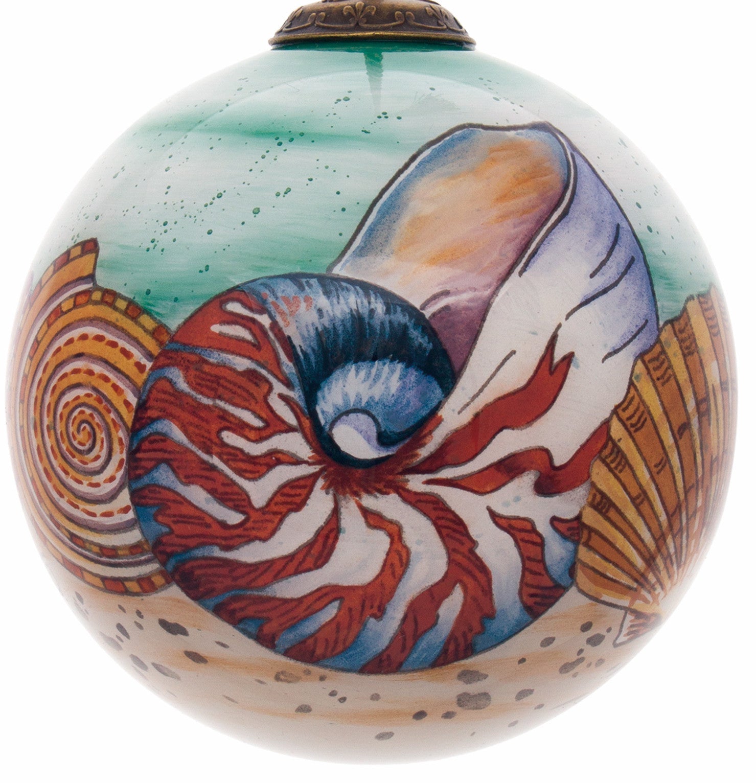 Sea Shell Hand Painted Mouth Blown Glass Ornament - Montana Home & Kitchen Co.