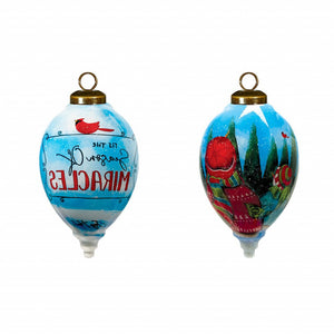 Season of Miracles Wordings Snowman Hand Painted Mouth Blown Glass Ornament - Montana Home & Kitchen Co.