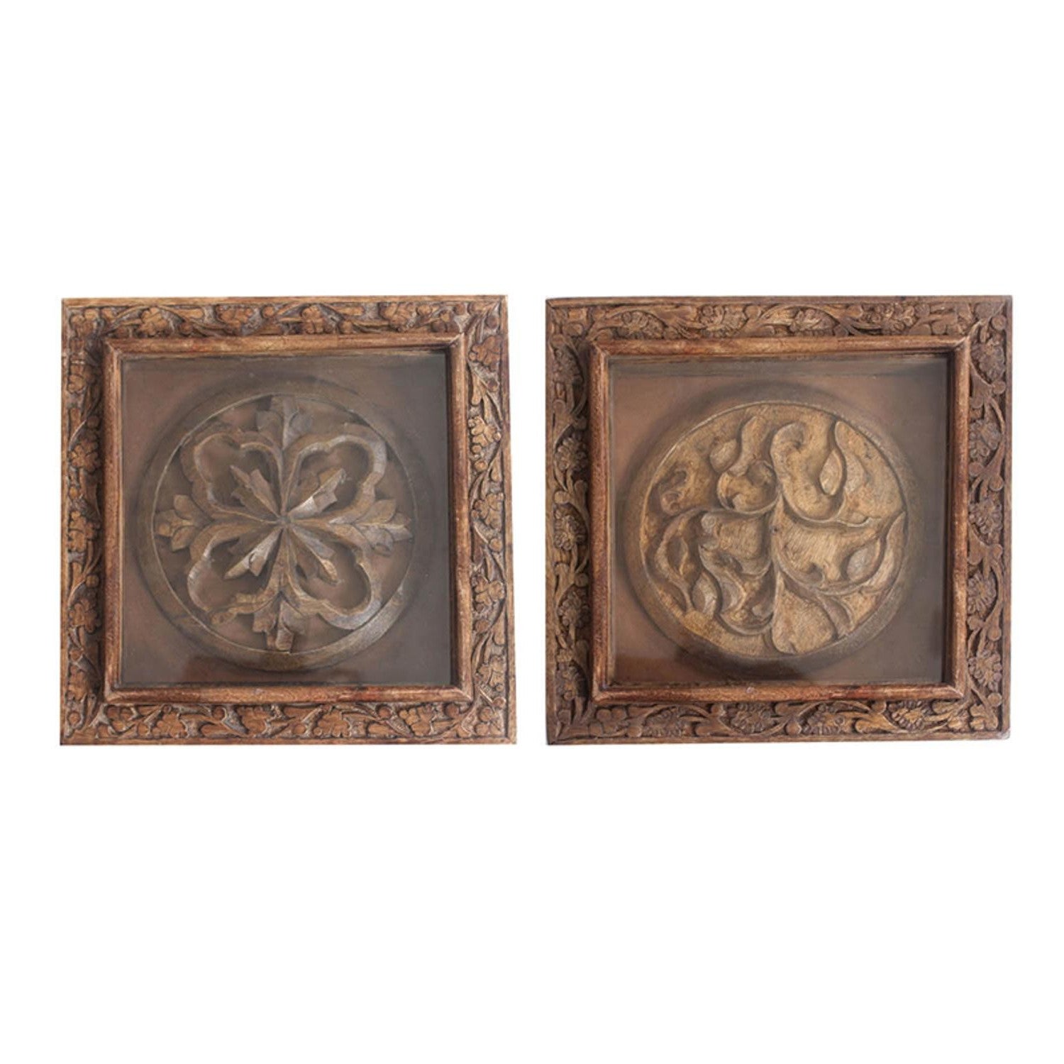 Set of 2 Rustic Carved Wood Wall Art - Montana Home & Kitchen Co.