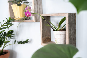 Set Of 3 Square Espresso Reclaimed Wood Open Box Shelve - Montana Home & Kitchen Co.