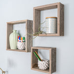 Set Of 3 Square Espresso Reclaimed Wood Open Box Shelve - Montana Home & Kitchen Co.