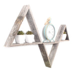 Set Of 3 Triangle Rustic Natural Weathered Grey Wood Open Box Shelve - Montana Home & Kitchen Co.