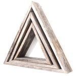 Set Of 3 Triangle Rustic Natural Weathered Grey Wood Open Box Shelve - Montana Home & Kitchen Co.