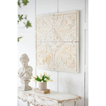 Set of 4 Whitewashed Arabesque Carved Wall Art - Montana Home & Kitchen Co.