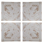 Set of 4 Whitewashed Arabesque Carved Wall Art - Montana Home & Kitchen Co.