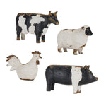 Set of Four Black and White Farm Animal Polyresin Tabletop Candleholders - Montana Home & Kitchen Co.