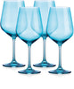 Set of Four Translucent Aqua Blue Large Wine Glasses - Montana Home & Kitchen Co.