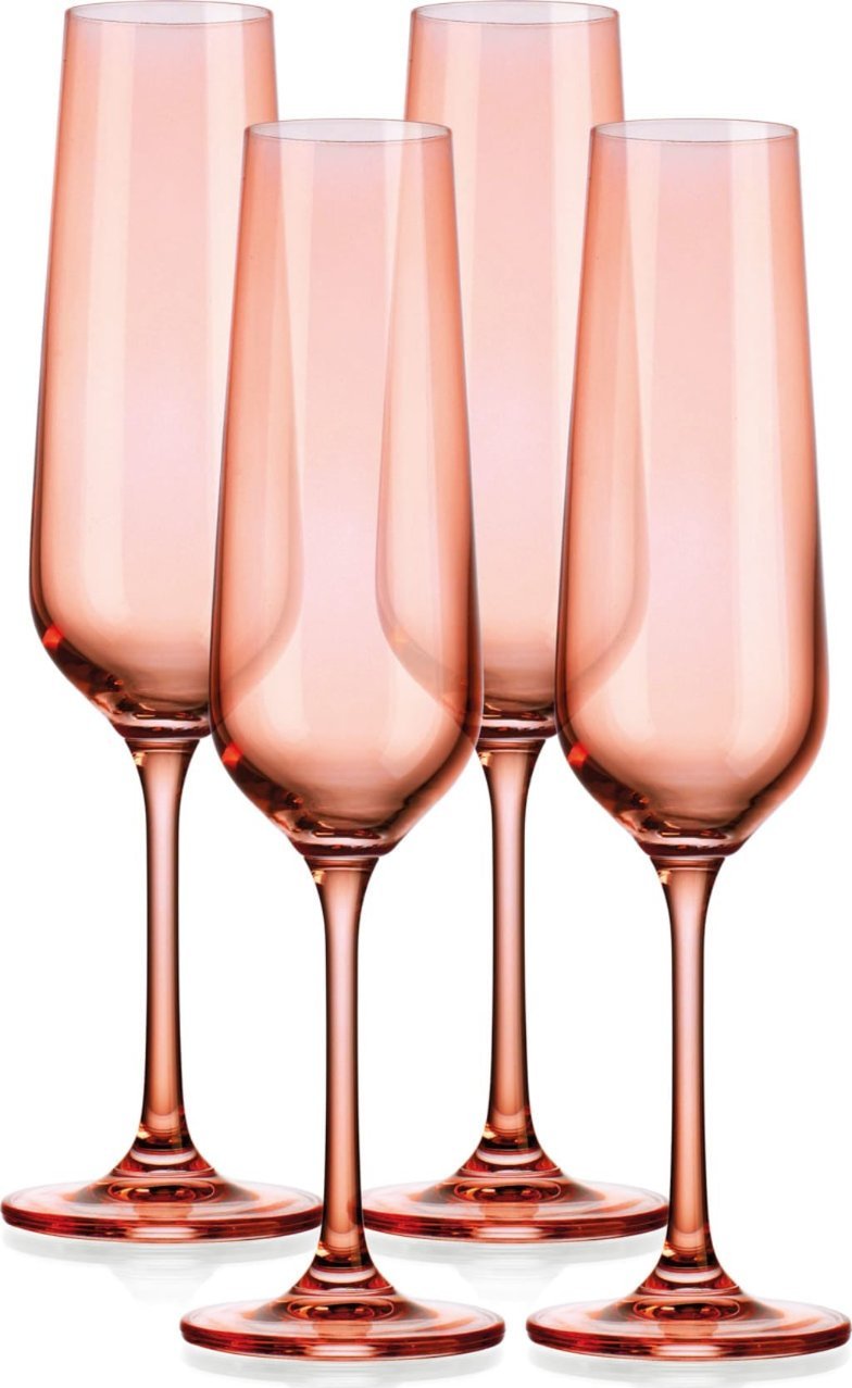 Set of Four Translucent Blush Champagne Flutes - Montana Home & Kitchen Co.