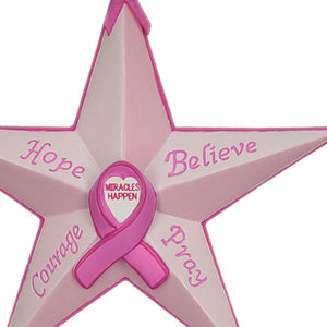 Set of Six Star Shaped Breast Cancer Awareness Christmas Ornaments - Montana Home & Kitchen Co.