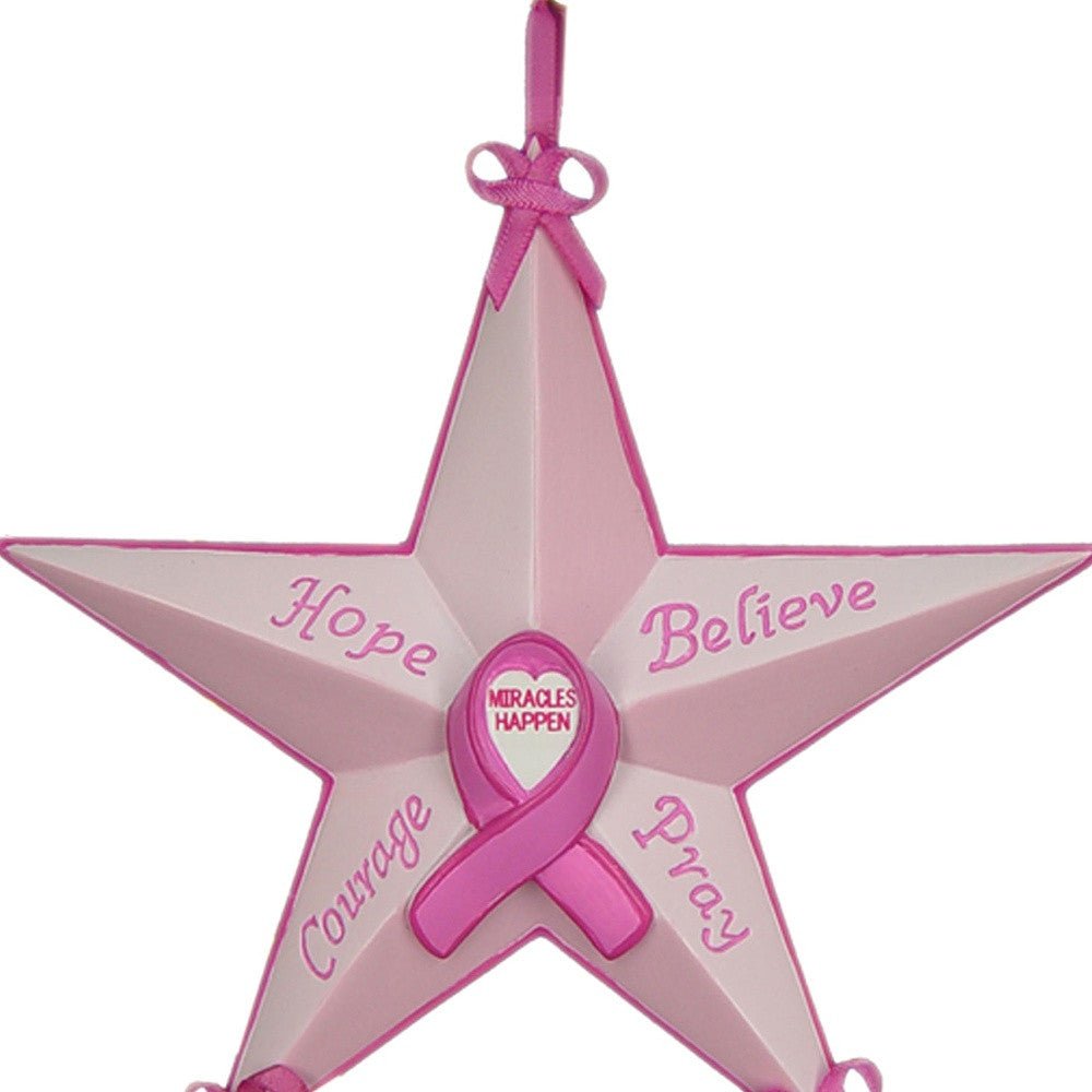 Set of Six Star Shaped Breast Cancer Awareness Christmas Ornaments - Montana Home & Kitchen Co.