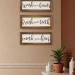 Set Of Three Bathroom Rules Wood Framed Wall Art - Montana Home & Kitchen Co.