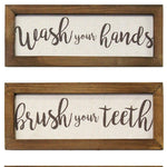 Set Of Three Bathroom Rules Wood Framed Wall Art - Montana Home & Kitchen Co.