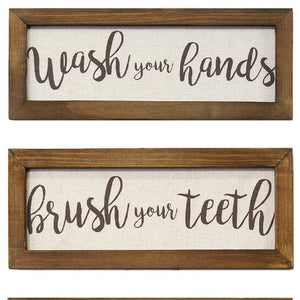 Set Of Three Bathroom Rules Wood Framed Wall Art - Montana Home & Kitchen Co.