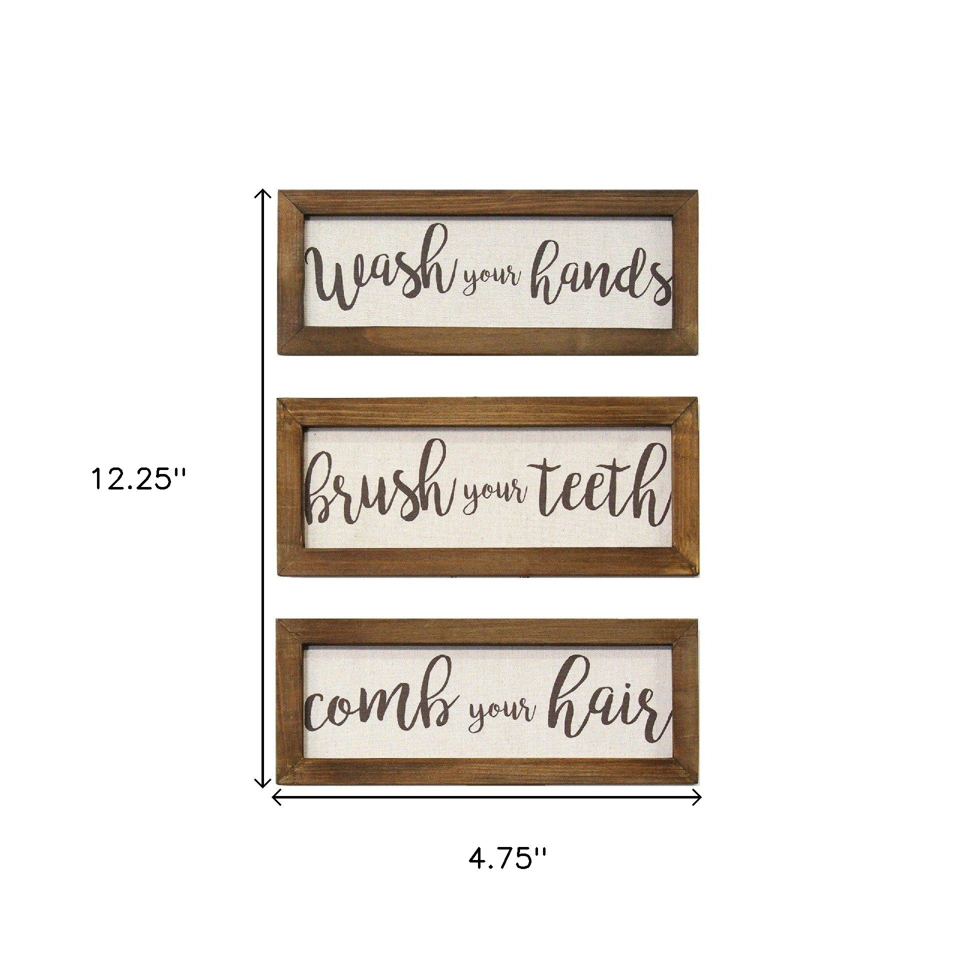 Set Of Three Bathroom Rules Wood Framed Wall Art - Montana Home & Kitchen Co.