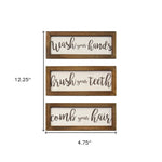 Set Of Three Bathroom Rules Wood Framed Wall Art - Montana Home & Kitchen Co.