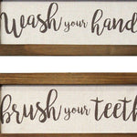 Set Of Three Bathroom Rules Wood Framed Wall Art - Montana Home & Kitchen Co.