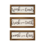 Set Of Three Bathroom Rules Wood Framed Wall Art - Montana Home & Kitchen Co.