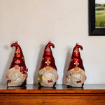 Set of Three Red and White Santa Gnome LED Light Up Christmas Ornaments - Montana Home & Kitchen Co.