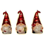 Set of Three Red and White Santa Gnome LED Light Up Christmas Ornaments - Montana Home & Kitchen Co.