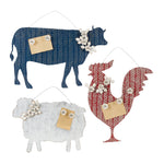 Set Of Three White Metal Farm Animals Wall Decor - Montana Home & Kitchen Co.