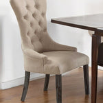 Set Of Two 28" Beige And Brown Linen Tufted Parsons Chair - Montana Home & Kitchen Co.