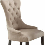 Set Of Two 28" Beige And Brown Linen Tufted Parsons Chair - Montana Home & Kitchen Co.