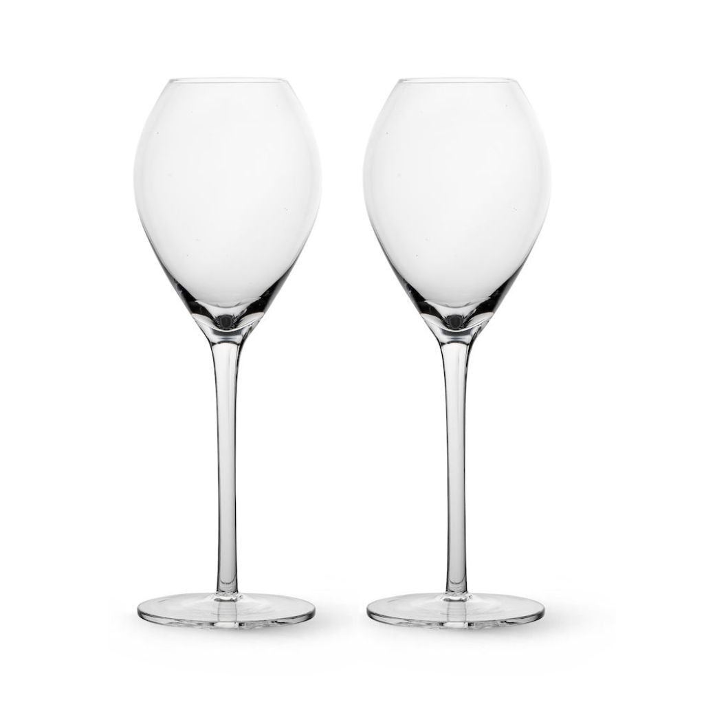 Set of Two Clear Crystal Glass Tuliped Bowl Stemmed Champagne Glass - Montana Home & Kitchen Co.