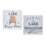 Set Of Two White Solid Wood Lake Wall Decor - Montana Home & Kitchen Co.