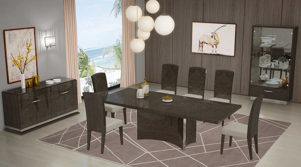 Seven Piece Gray Solid Wood Dining Set with Six Chairs - Montana Home & Kitchen Co.