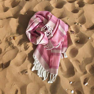 Shades of Pink Striped Design Turkish Beach Blanket - Montana Home & Kitchen Co.