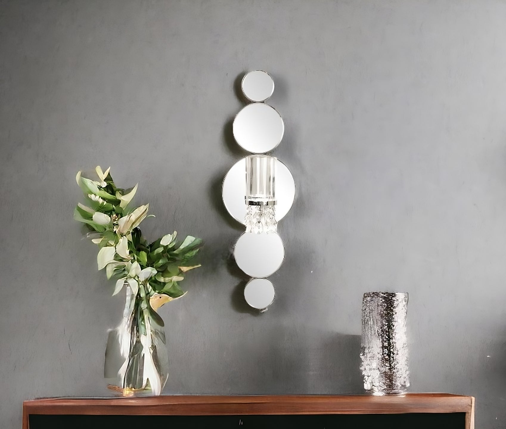 Silver and Clear Modern Bling Mirrored Wall Sconce - Montana Home & Kitchen Co.