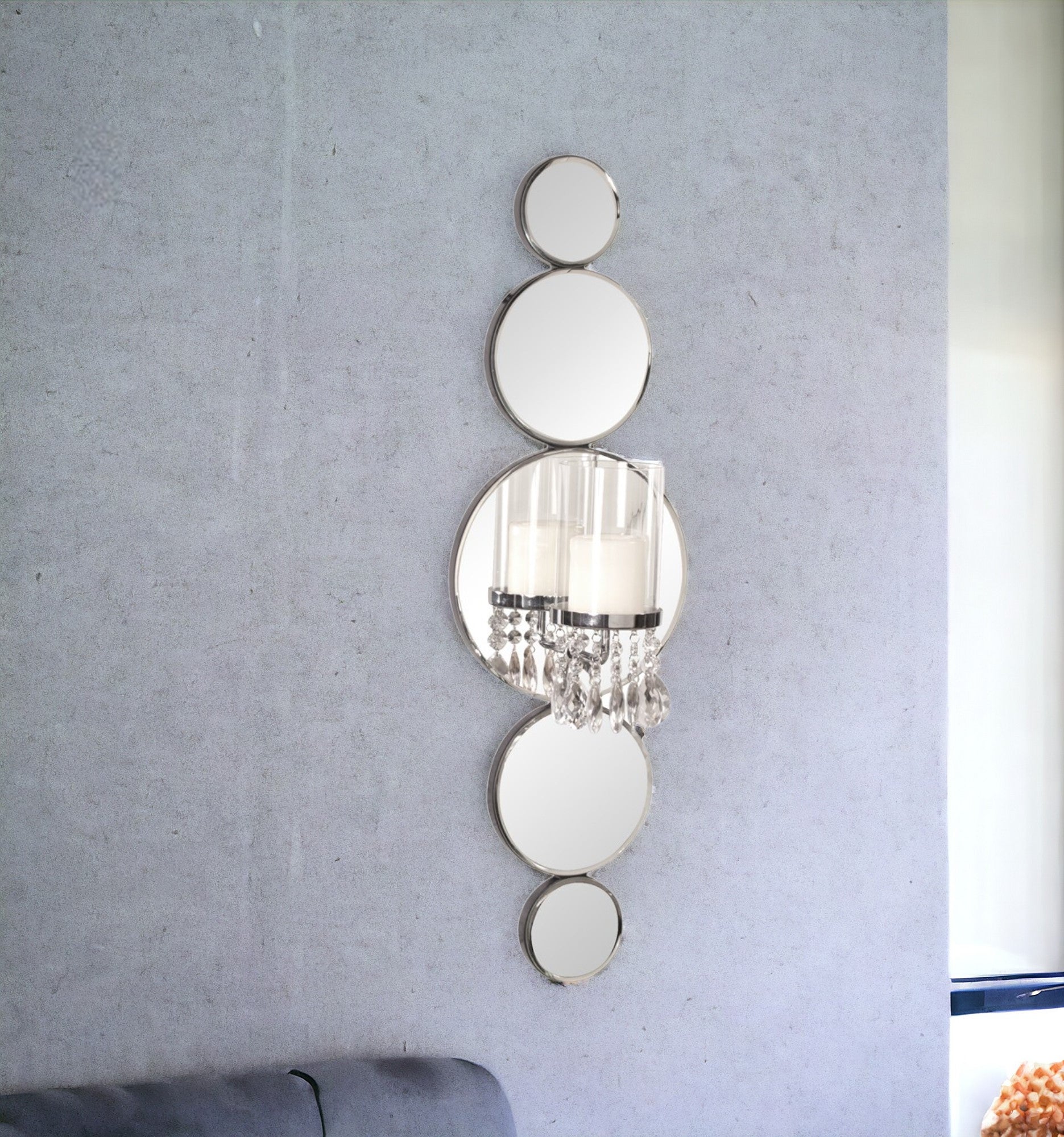 Silver and Clear Modern Bling Mirrored Wall Sconce - Montana Home & Kitchen Co.