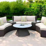 Six Piece Outdoor Black Wicker Sectional Seating Group with Beige Cushions - Montana Home & Kitchen Co.