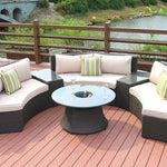 Six Piece Outdoor Black Wicker Sectional Seating Group with Beige Cushions - Montana Home & Kitchen Co.