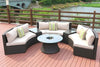 Six Piece Outdoor Black Wicker Sectional Seating Group with Beige Cushions - Montana Home & Kitchen Co.