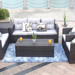 Six Piece Outdoor Brown Metal Sofa Seating Group With Cushions - Montana Home & Kitchen Co.