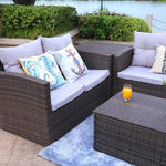 Six Piece Outdoor Brown Metal Sofa Seating Group With Cushions - Montana Home & Kitchen Co.